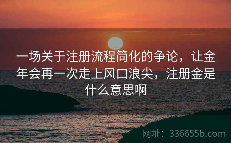 一场关于注册流程简化的争论，让金年会再一次走上风口浪尖，注册金是什么意思啊